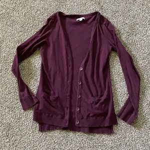 American Eagle plum colored lightweight cardigan